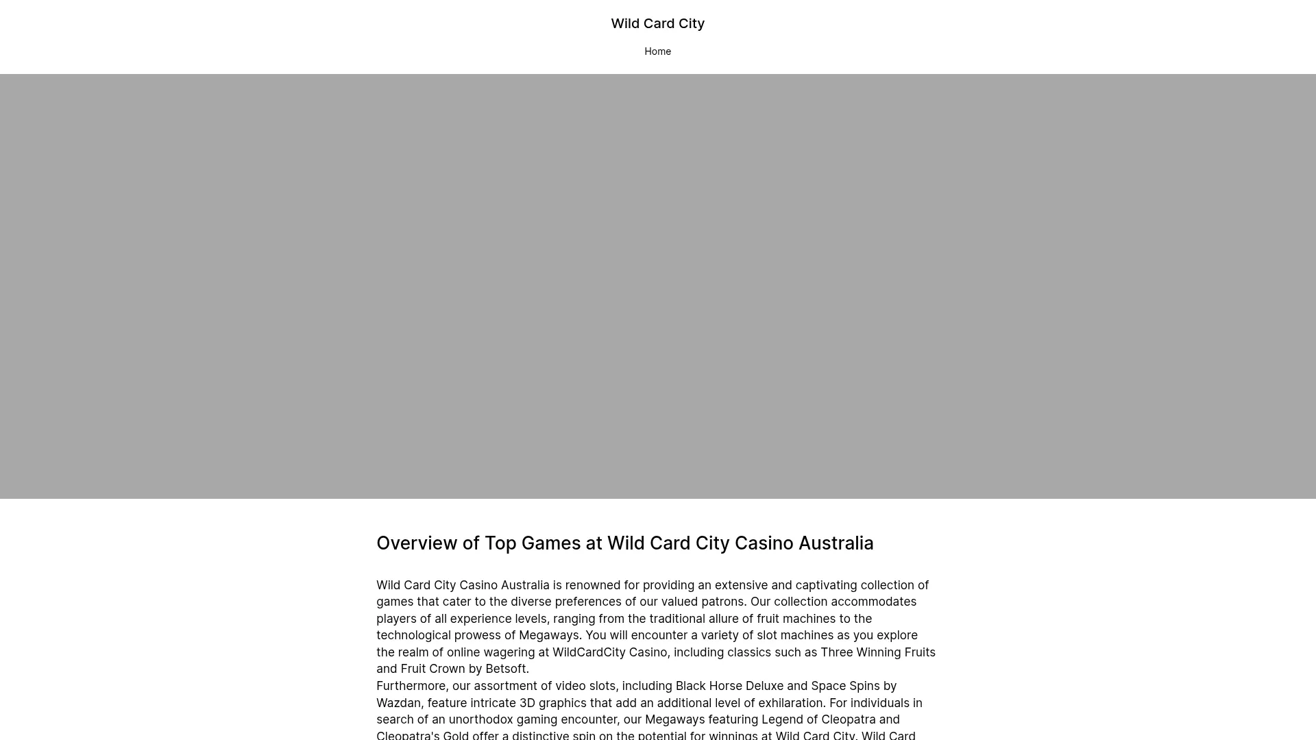 Wildcard City Casino desktop website